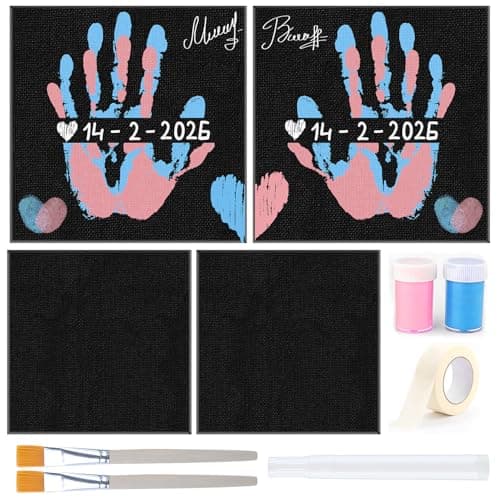 QUANWAISJ 2PCS 10x 10 Handprint Frame kitCouples Painting kit Date NightBlack Canvas Hand PaintingPaint and sip kit for AdultsCanvas Hand DIY PaintParty Favors