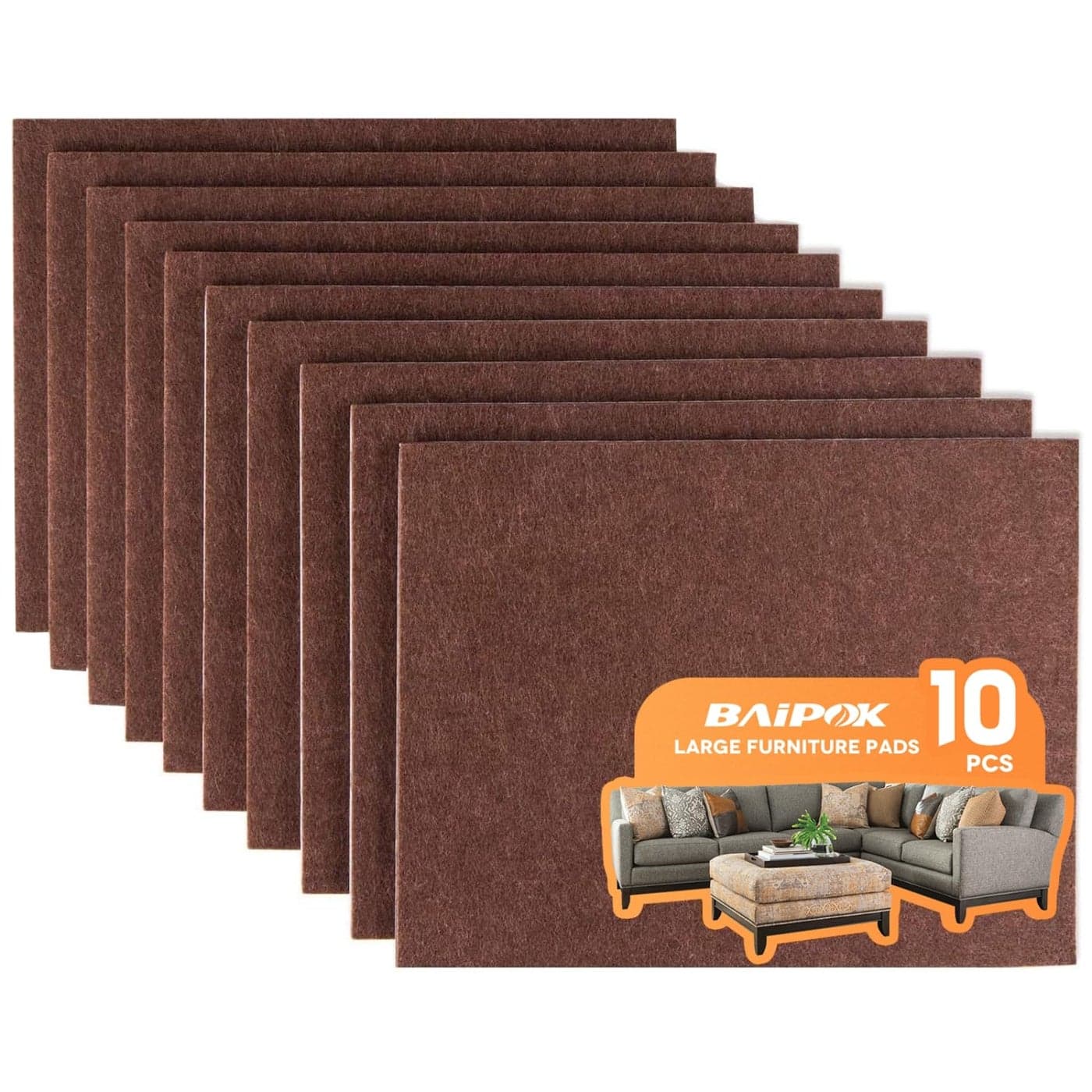 Furniture Pads 10 Pieces Self Adhesive Furniture Felt Pads 8 x 6 Cuttable Felt Chair Pads Anti Scratch Furniture Floor Protectors for Furniture Legs Hardwood Floor Brown
