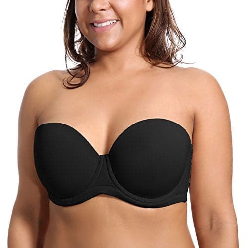 DELIMIRA Women's Underwire Contour Multiway Full Coverage Strapless Bra Plus Size Black 42C