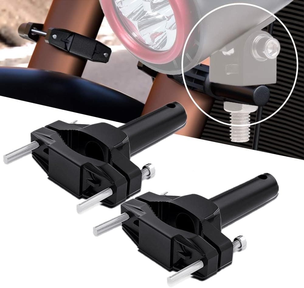 Ourbest Motorcycle Spotlight Mount Brackets - Adjustable Tube Clamp for Fog Light Holder (2 Pack)