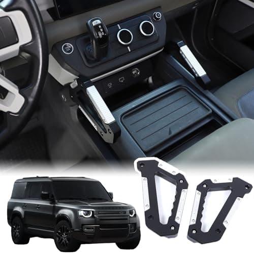 Bekantogy 2PCS Central Control Grab Handles Compatible with Land Rover Defender 90 110 130 20202024 Aluminum Alloy Grip Handle for Armrest Both Side Interior Accessories Black Silve