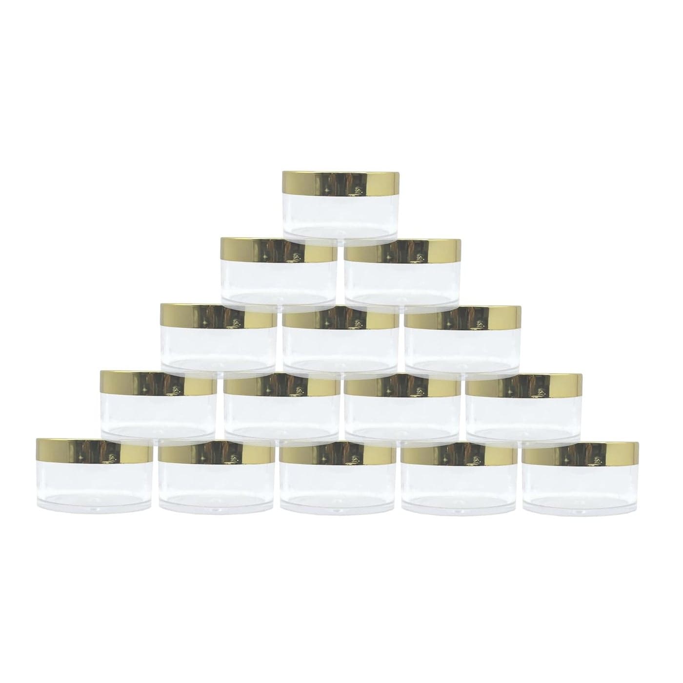 FUTURA MARKET Acrylic Transparent Jar with Premium Gold Lid for DIY Lip Balms Cream Beauty Products and Multi Purpose 50 gm Pack of 15