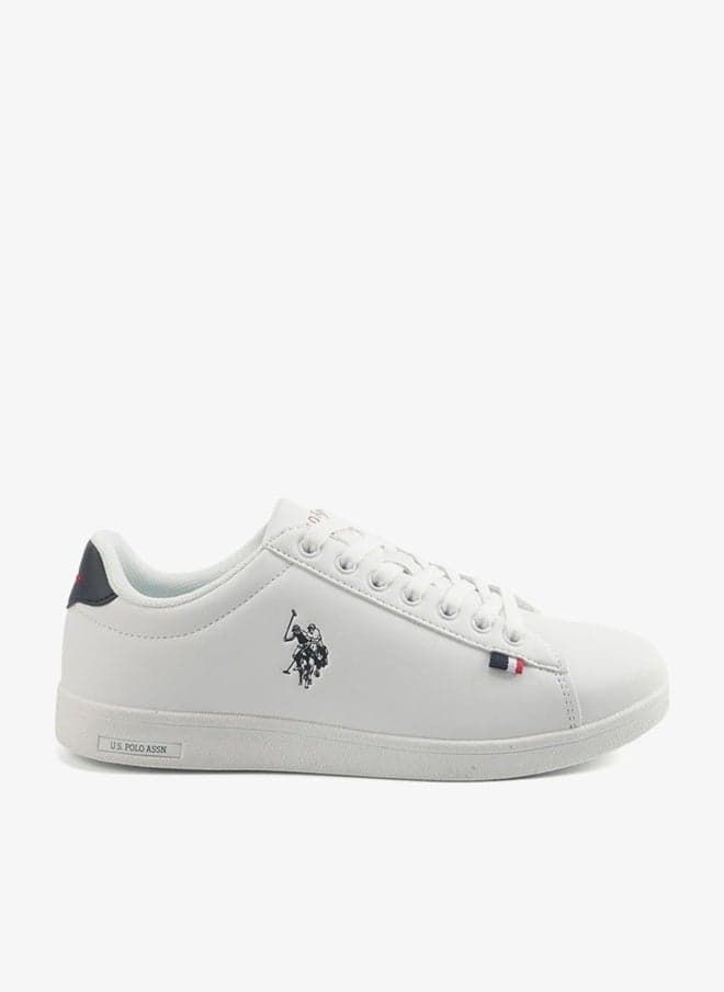 Women's White Sneakers with Navy Contrast Shoes - Bold Lace-Up Style for Striking Everyday Look Shoes