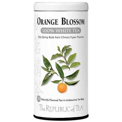 The Republic of Tea Orange Blossom 100 White Tea Bags Steeps 50 LowCaffeinated Cups