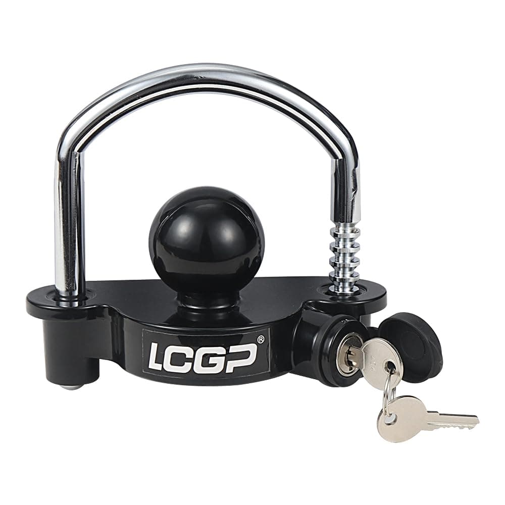 LCGP Black Trailer Hitch Coupler Lock with 2 Keys Universal Coupler Lock Adjustable Storage Security HeavyDuty Steel
