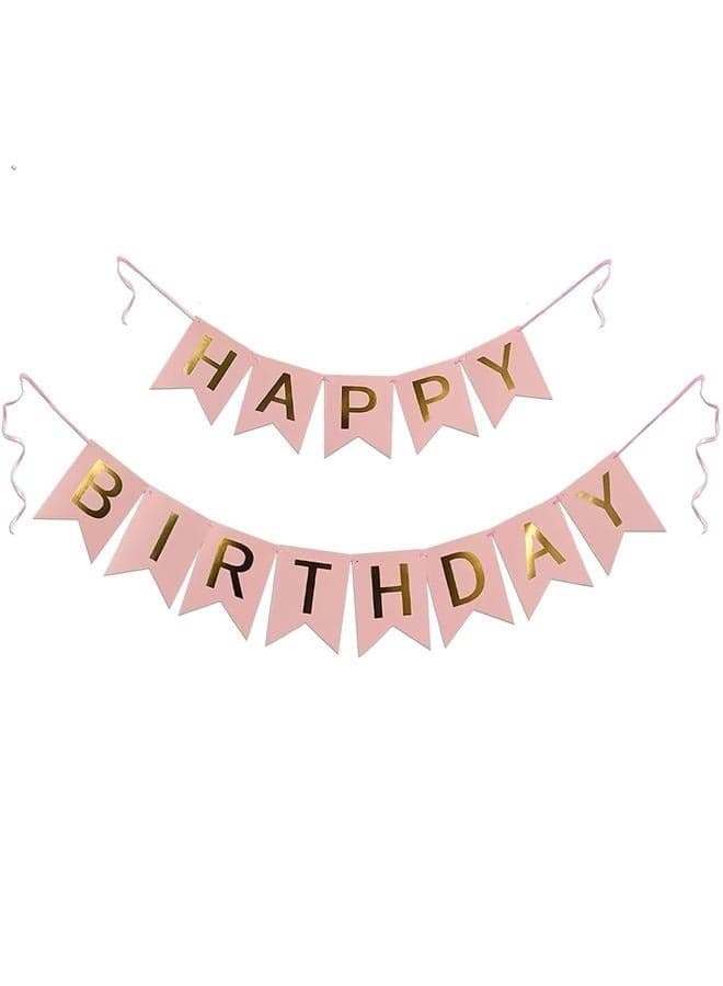 Pink Happy Birthday Banner, Happy Birthday Bunting Decorations for Birthday Party Backdrop Decor, Happy Birthday sign Party Supplies