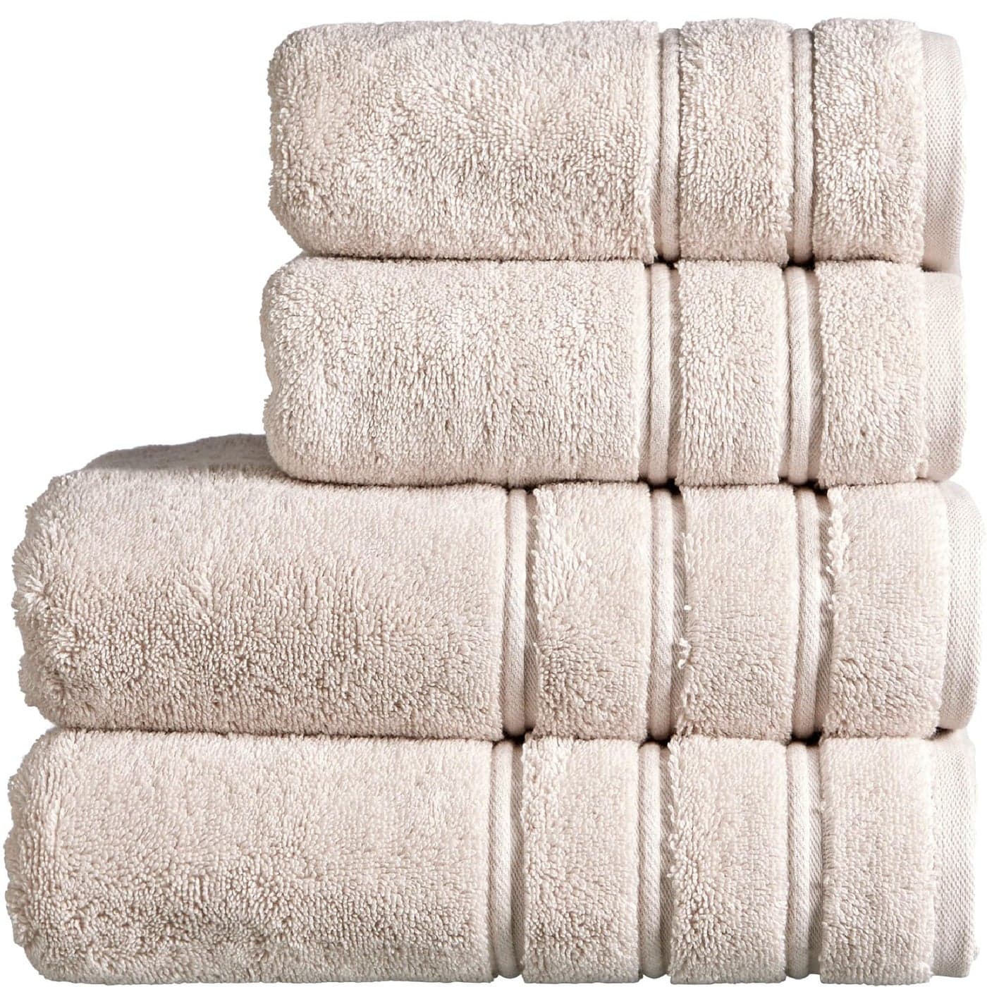 Christy Antalya Large Bath Towels Set of 4 100 Turkish Cotton 600GSM Soft Plush Luxury Towel Set 2 Bath Towels 2 Hand Towels Quick Dry Pumice Beige