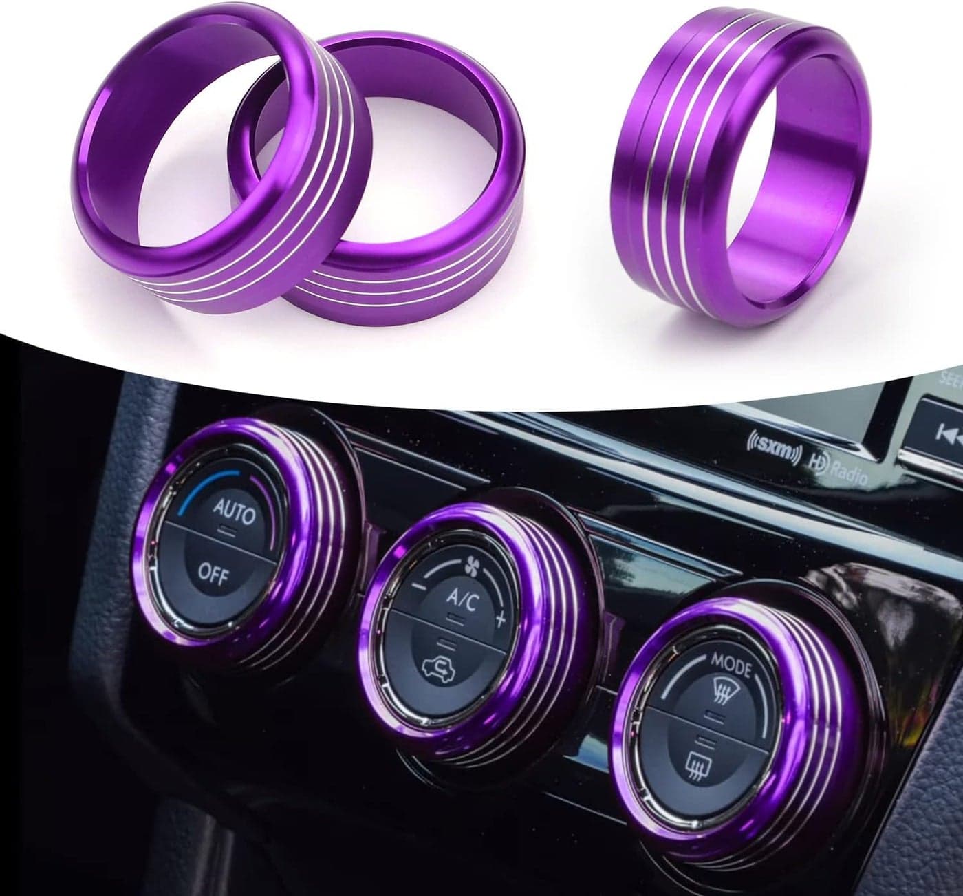 Bentolin Purple AC Knob Cover Accessory for Subaru - 3PCS
