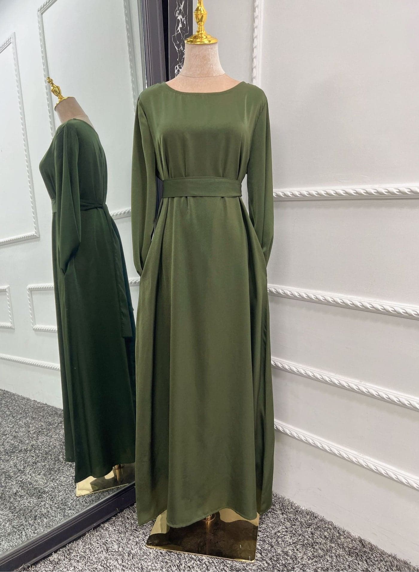 Muslim Abaya Dress Fashion Summer Solid Round Neck Kimono Islamic Abaya Comfortable Breathable Turkish Islamic Robe Dress for Women for Home Prayer Outdoor Festival