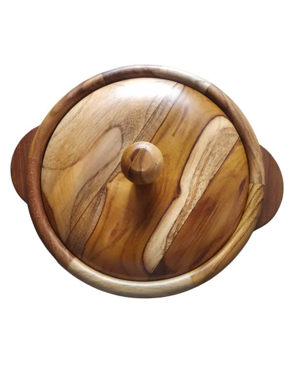 Mishrit Casserole for Dining Table to Serve The Guests Roti Paratha Puri etc Round with Tong Chapati Roti Box Puri Solid Chappati Insulated ContainerWooden 1900Ml
