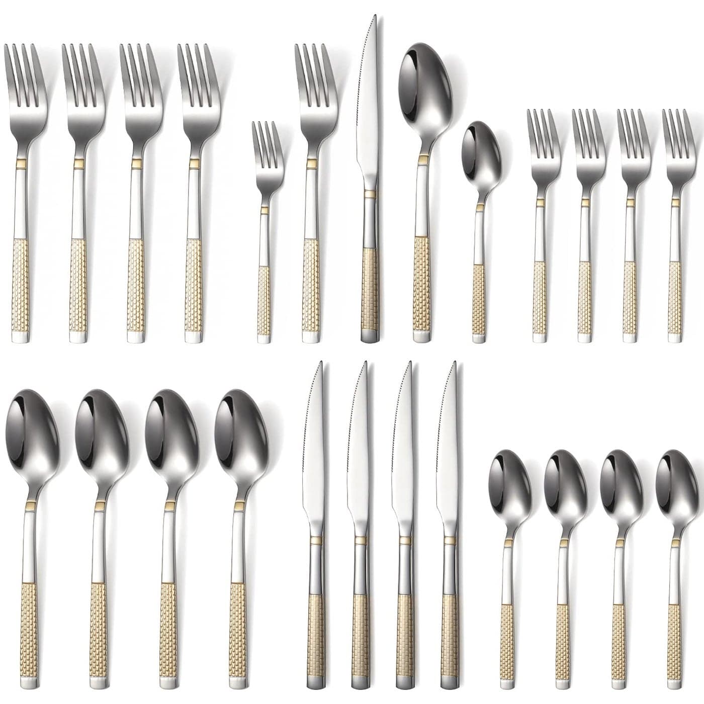 20Piece Silverware Set Stainless Steel Flatware Set for 4 Kitchen Utensil Cutlery Sets Includes Forks Spoons Knives for Home Restaurant Hotel