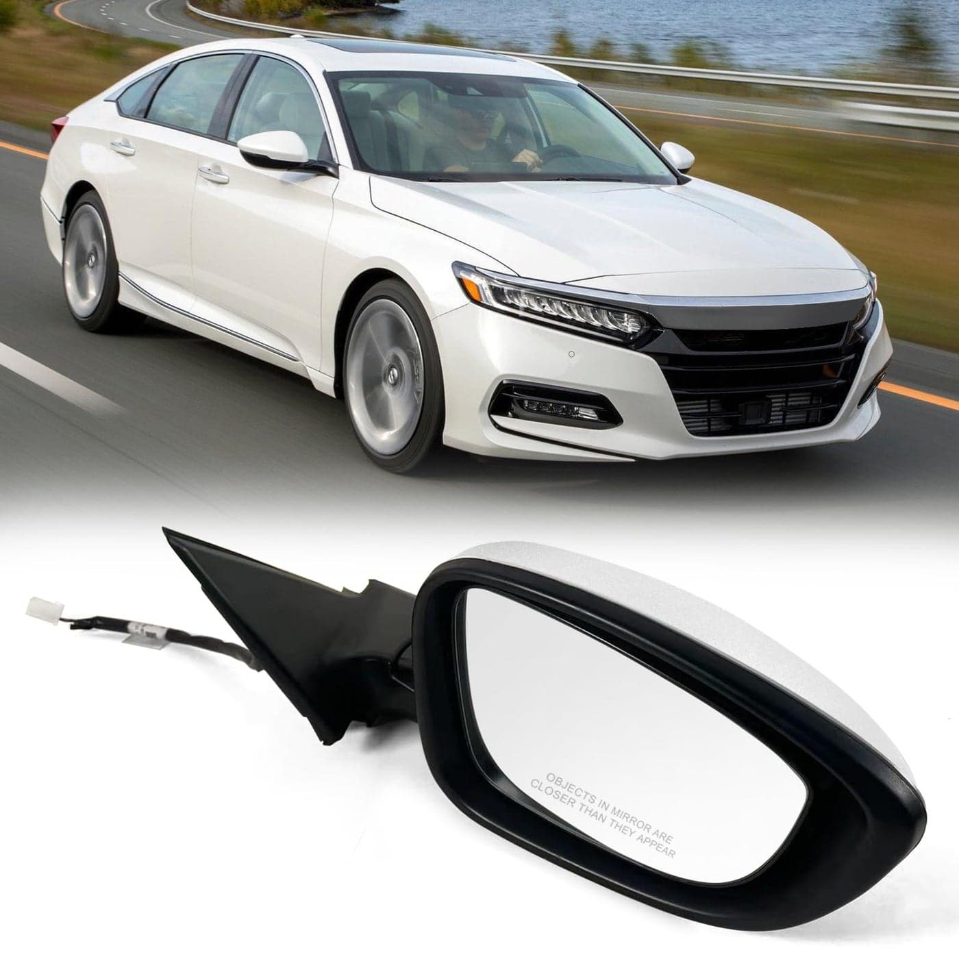 Lqito Right Passenger Side Door Mirror For Honda Accord LX Sport 20182022 Power NonHeated NoTurn signal Match to Platinum White Pearl Replaces HO1321328 76208TVAA02 3pin