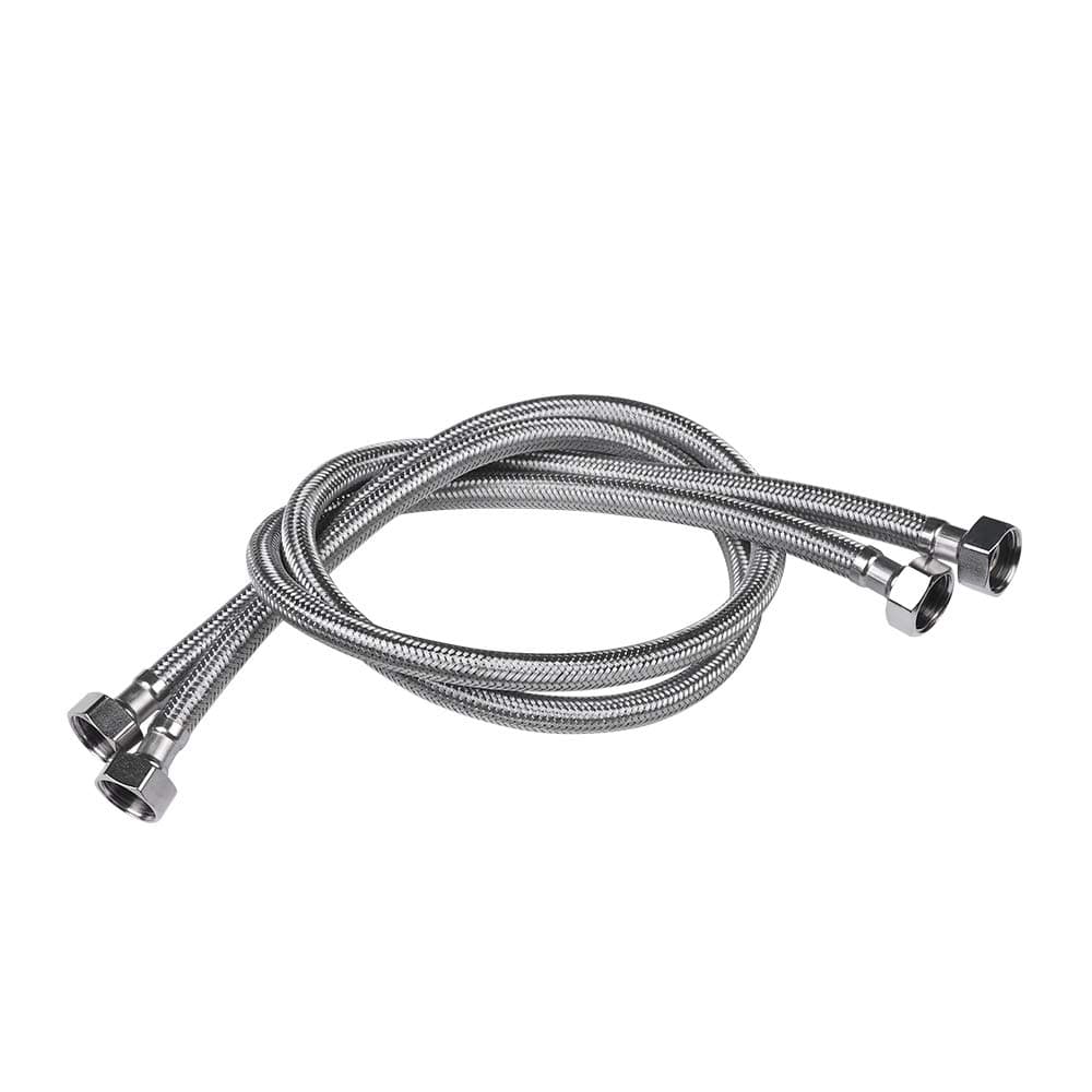 Vataler Faucet Line Connector Braided 304 Stainless Steel Supply Hose 12 IP Female Thread to 12 IP Female Straight Thread Faucet Hose Replacement One Pair