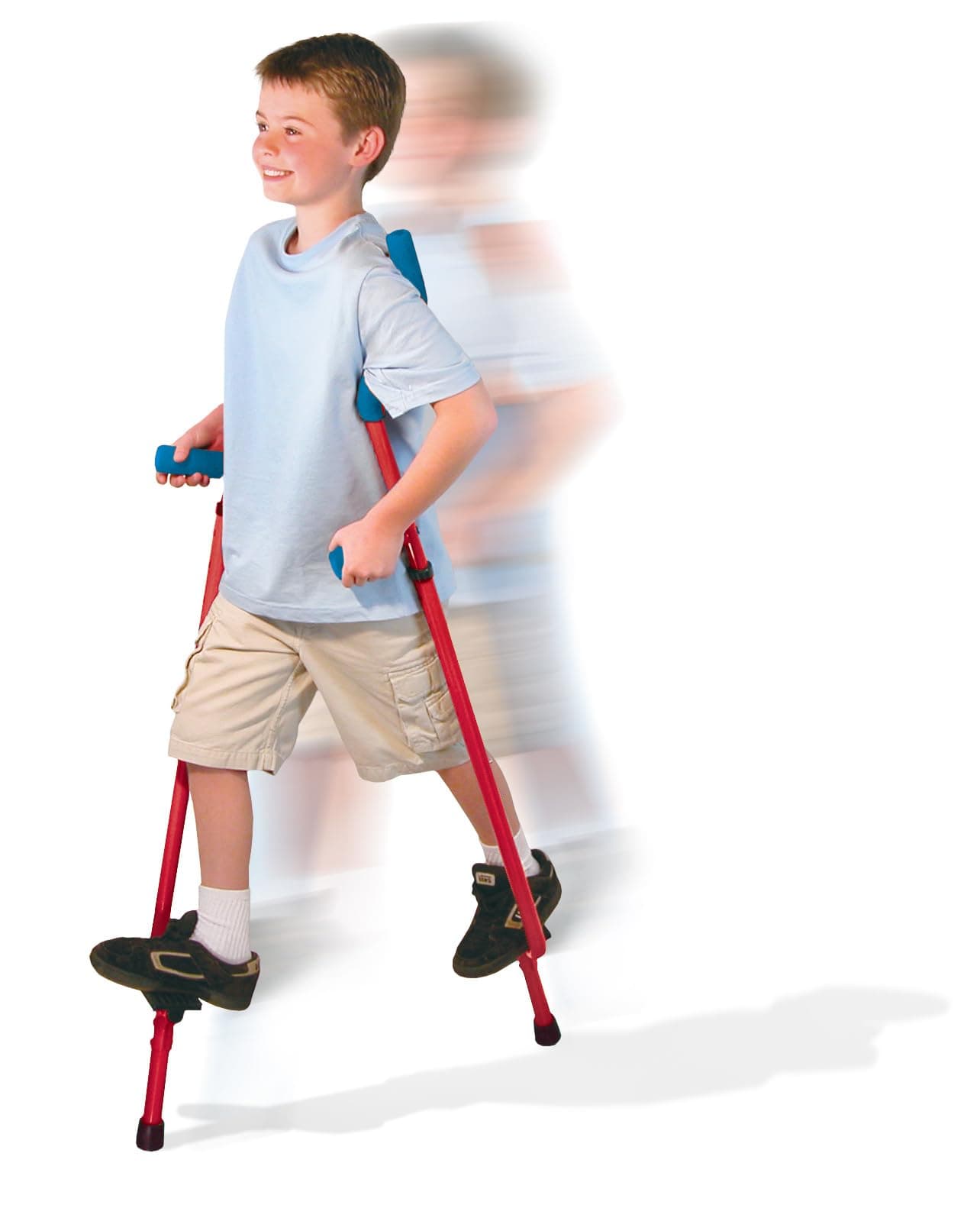 Geospace Adjustable Walkaroo Steel Stilts for Kids IndoorOutdoor Play Exercise Steel Stilts for Adults Up to 220 lbs Height Adjustable Walking Stilts Kids Stilts Red