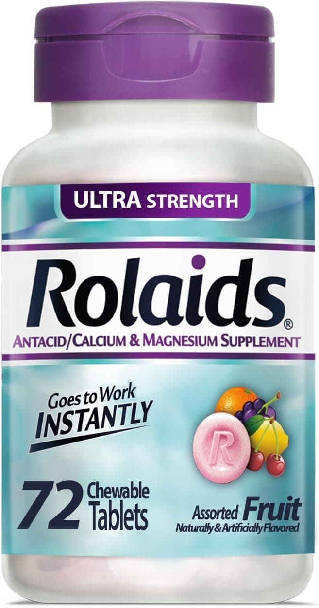 Chattem Inc. Rolaids Ultra Strength Antacid, 72 Chewable Tablets, Assorted Fruit, Ultra Strength Heartburn Relief