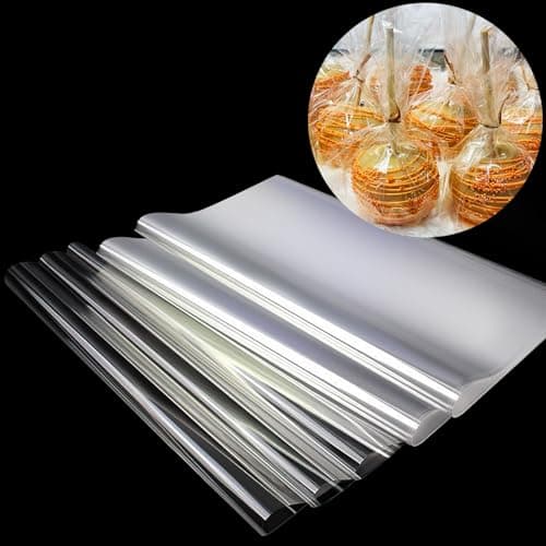 SYOGUA 150 Pieces Cellophane Sheets 12 x 12 inches 3 Mil Thick Gift Wrap Crystal Clear Candy Wrappers for Treats Candies Cake Pops Henna Cones DIY Crafts
