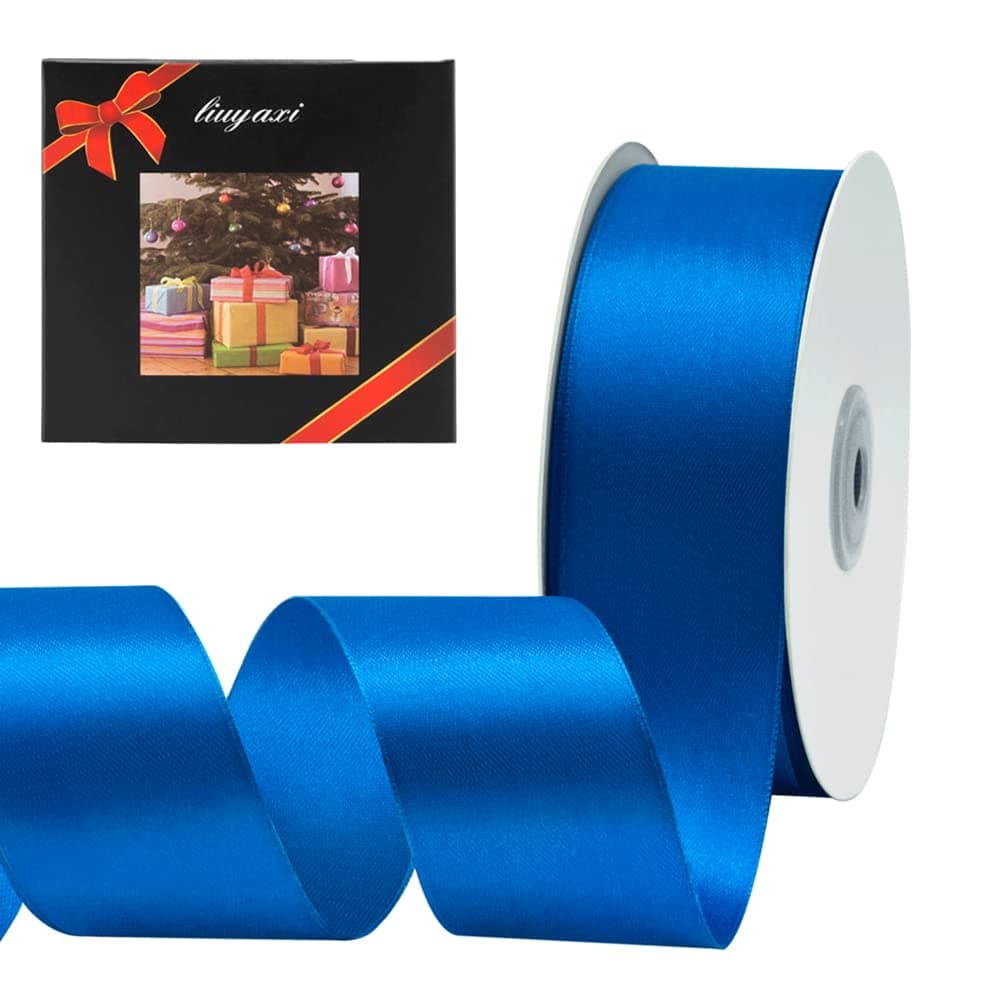 Solid Color Double Faced Blue Satin Ribbon 78 X 25 Yards Ribbons Perfect for Crafts Wedding Decor Bow Making Sewing Gift Package Wrapping and More