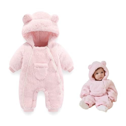 AiWMGL Newborn Baby Bear Outfit Suit 6-9 Months Girls Boys Fleece Jumpsuit Romper Hooded Coat Winter Clothes Outwear Snowsuit