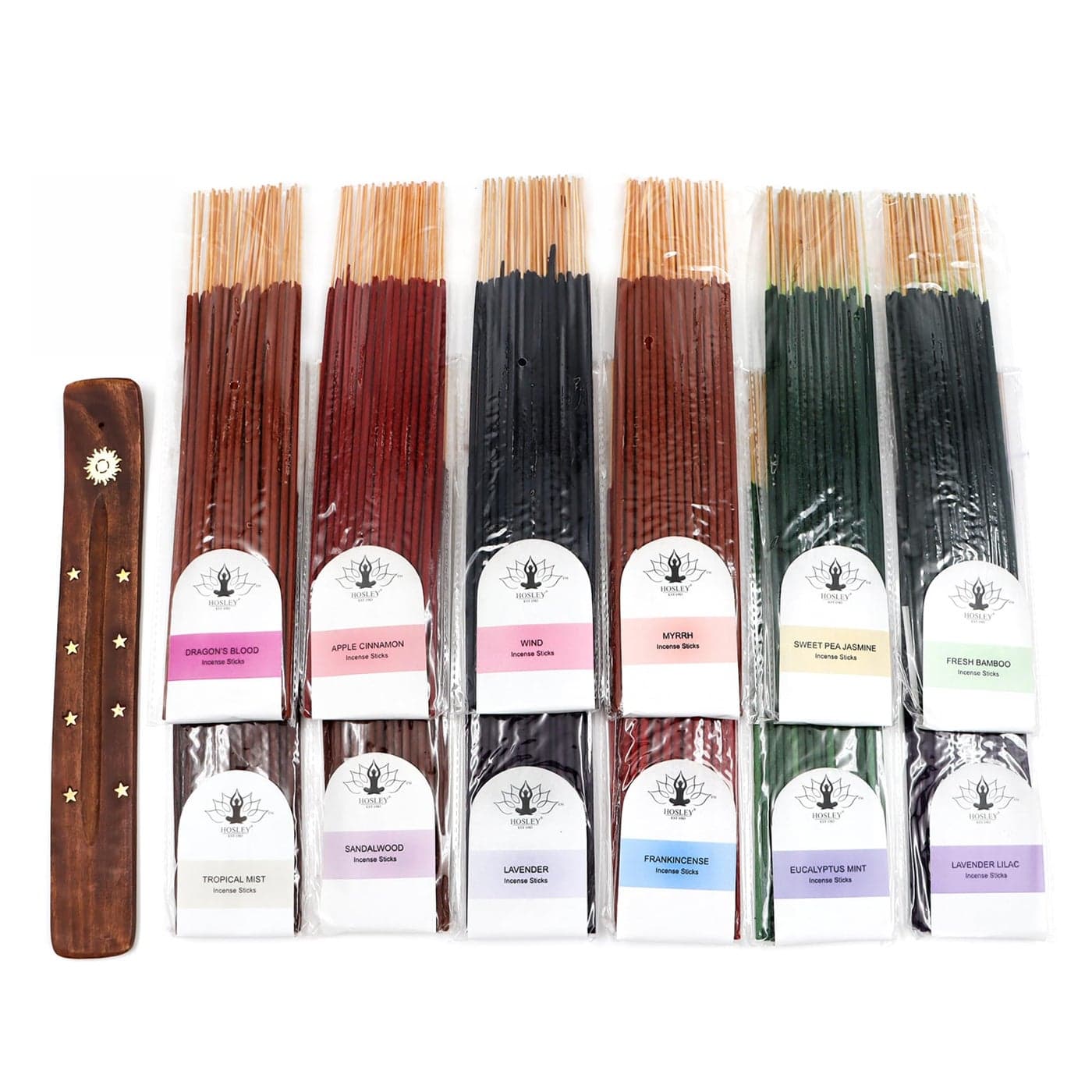 Hosley 480Pack Assorted Incense Sticks in Gift Box 12 Scents Incl Nag Champa Lavender Dragons Blood Grab Bag for Meditation Aromatherapy Home