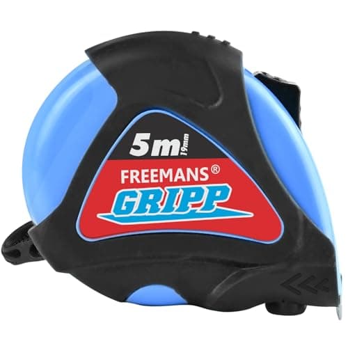 FREEMANS GRIPP 5m:19mm Steel Inchi Measuring Tape - 5m (Blue) With Rubberized Unbreakable ABS case || PauseButton || Click Action Front Lock and Belt Clip