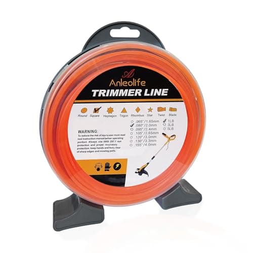 A ANLEOLIFE 1-Pound Commercial Square .080-Inch-by-557-ft String Trimmer Line Donut,with Built-in Line Cutter, Orange