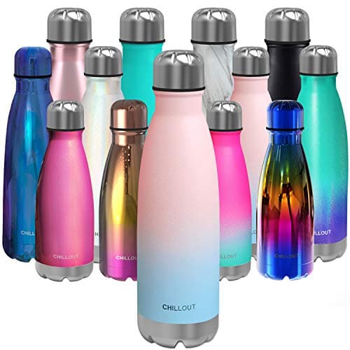 CHILLOUT LIFE Stainless Steel Water Bottle: 17 oz Double Wall Insulated Cola Bottle Shape for Cold and Warm Drinks, BPA Free Metal Sports Bottle