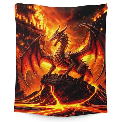 Kids Boys Blankets, Dragon Gifts for Son Grandson on Birthday Soft Cozy Fuzzy 50 x 40 Inches Animals Pattern Throw Gifts for Sofa Trip Chairs Cars Office