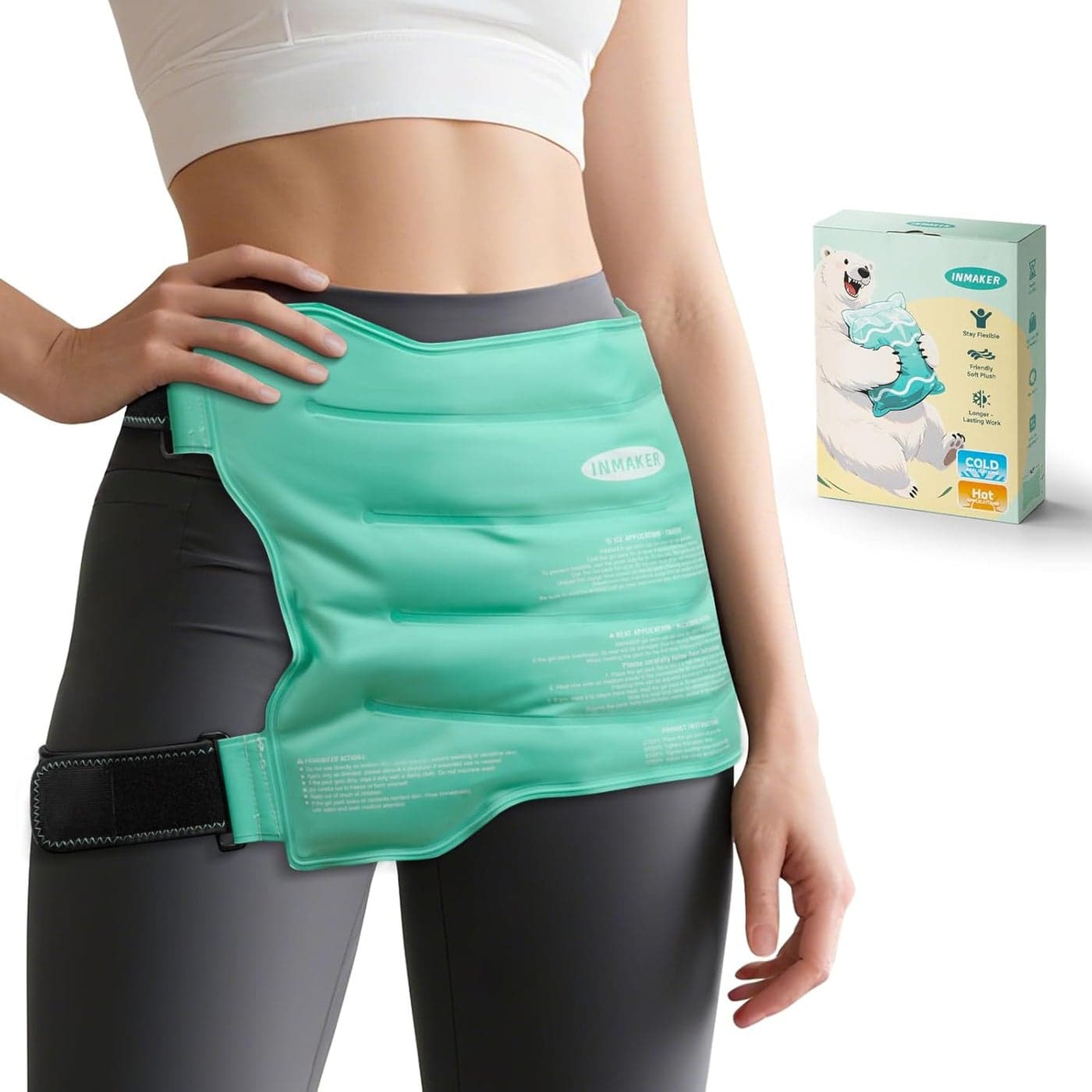 INMAKER Hip Ice Pack Wrap Gel Ice Pack Reusable for Hip Replacement Surgery Long Lasting Cold Compress for Injuries Inflammation Swelling and Pain Relief