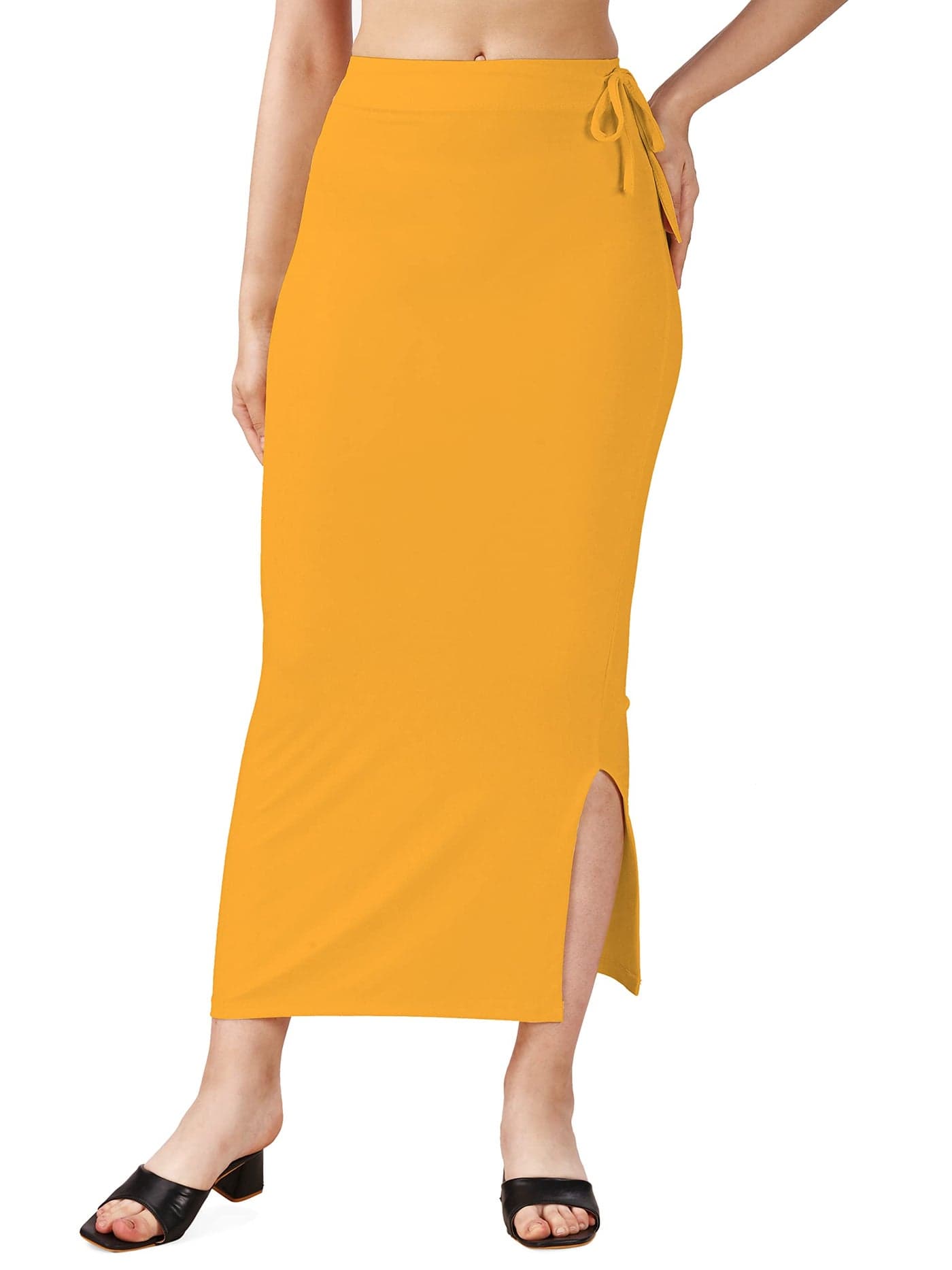 COCOFAB Lycra Saree Shapewear Petticoat for Women, Cotton Blended,Petticoat,Skirts for Women,Shape Wear Dress for Saree (M, Mustard)