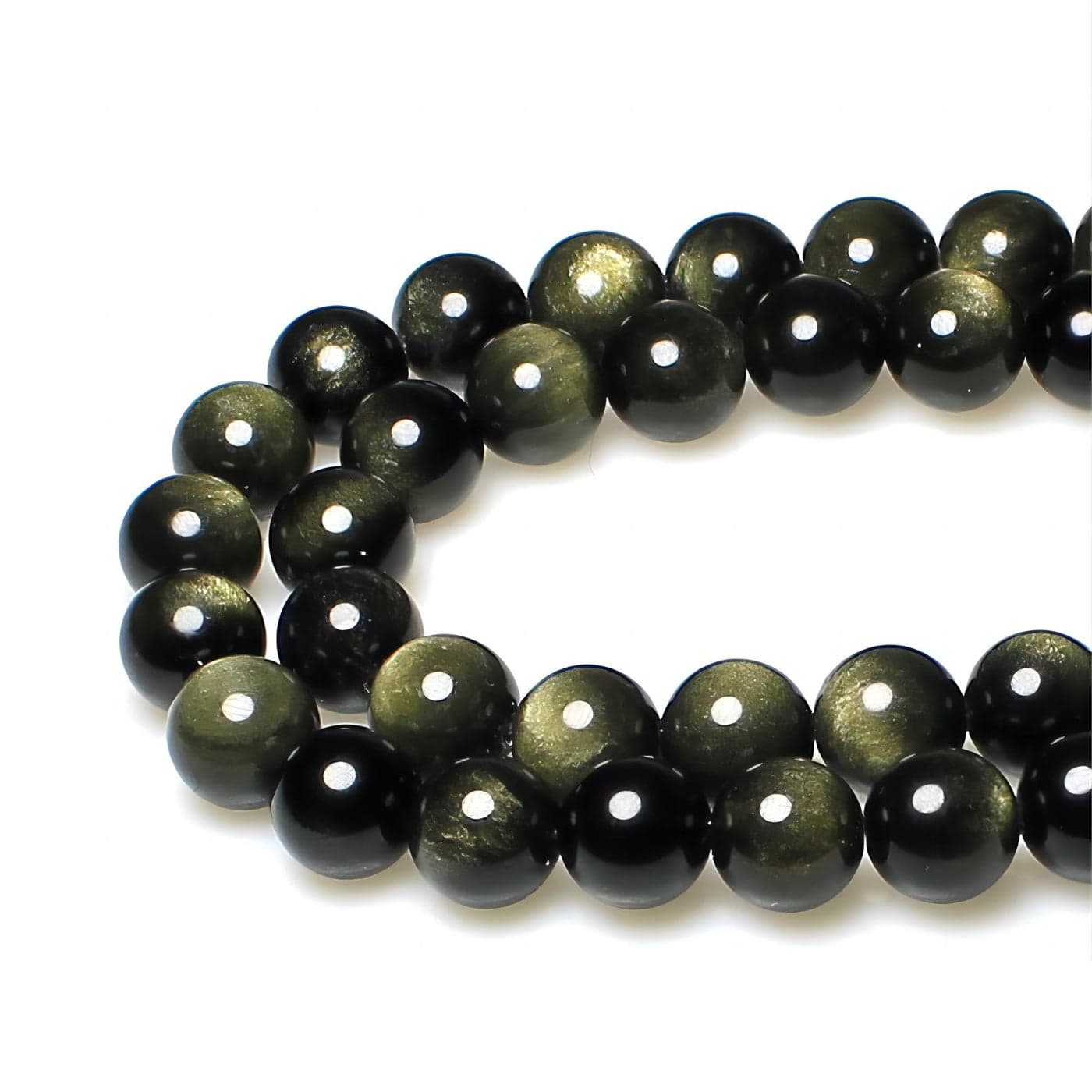 MJDCB Rare Collection Natural Stone Beads Gold Obsidian Round Loose Beads for Jewelry Making DIY Bracelet Necklace 8mm