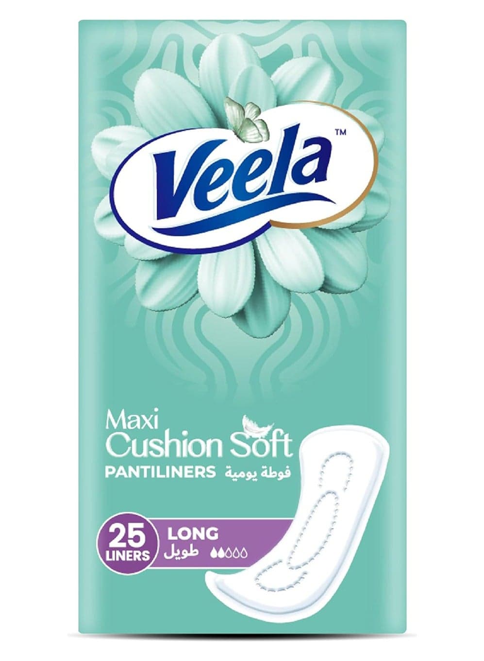 Veela Cushion Soft Pantiliners - Ultra-Soft, Breathable, Leak-Proof Daily Feminine Hygiene Protection and Everyday Freshness (Long, 25, count)