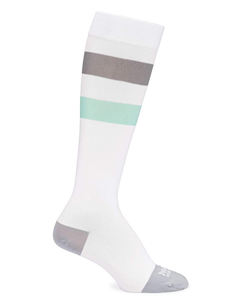 Motif Medical Maternity Compression Socks for Comfort & Support - Pregnancy & Postpartum Pressure Socks - Knee-High Pregnancy Compression Socks for Women (White/Grey/Green, Medium)