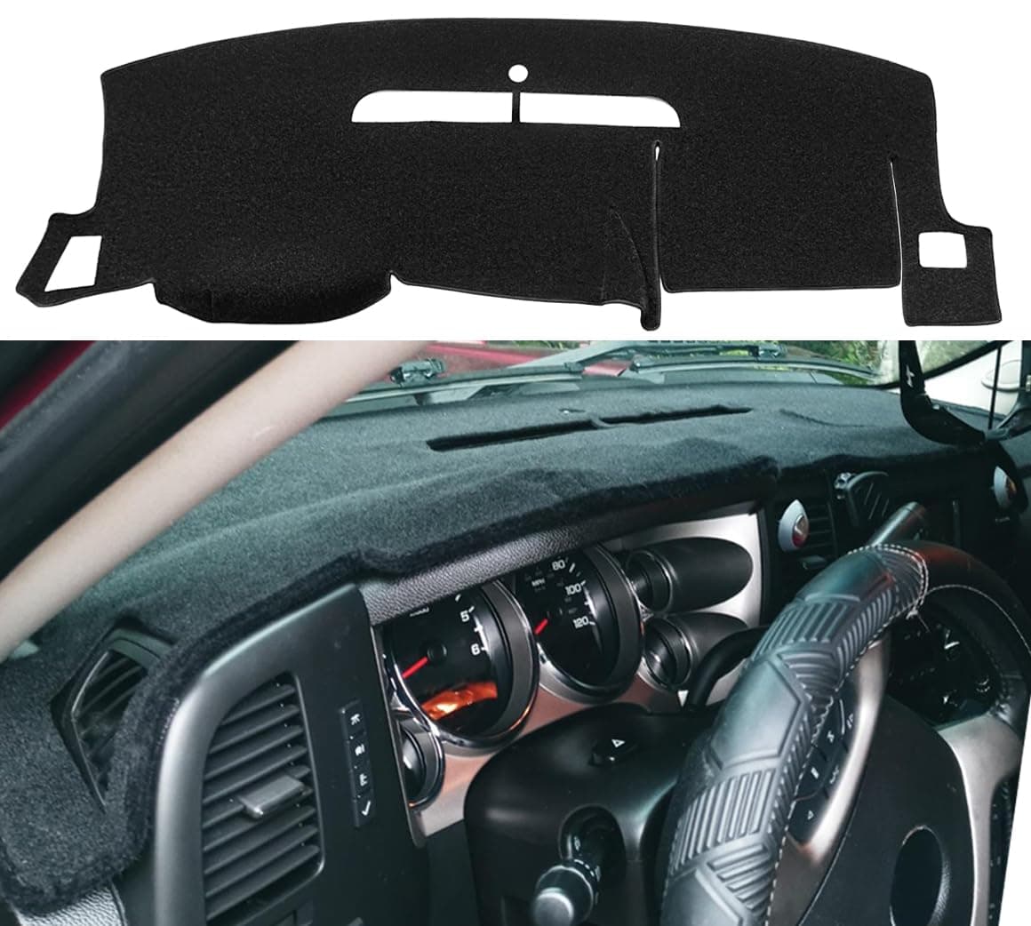 Dash Cover Custom Fit for Chevy Chevrolet Silverado 1500 LT/WT 2007-2013 2500 HD / 3500 HD/GMC Sierra 2007-2013 .Dashboard Cover Mat Pad Carpet (08-13, Black) Y74