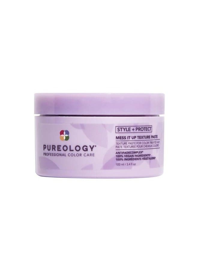 Style + Protect Mess It Up Texture Paste For Color Treated Hair Medium Hold Texture & Shine Sulfate Free Vegan Updated Packaging 3.4 Fl. Oz., 3.38 Fl Oz (Pack of 1)