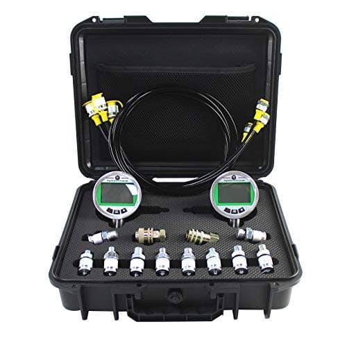 SINOCMP Digital Pressure Gauge Kit with 2 80MPA/12000PSI Pressure Gauges 3 Test Hoses and 12 Couplings Hydraulic Gas Water Pressure Test Kit with Backlight, 1 Year Warranty