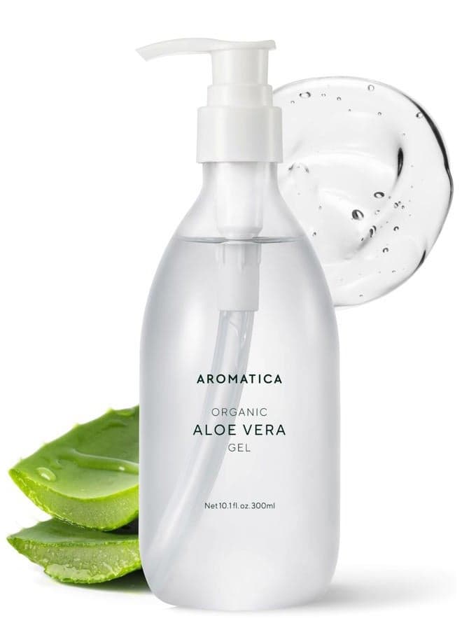Organic Aloe Vera Gel, After Sun Care and Sunburn Relief with Pure Aloe Vera Gel Face&Hair, Sun Burn Moisturizer EWG Verified (10.14oz/300ml)