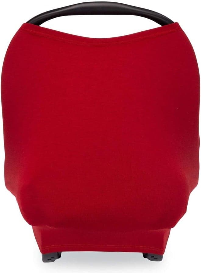 Parker Baby Co. 4 in 1 Car Seat Cover for Girls and Boys - Stretchy Carseat Canopy, Nursing Cover, Grocery Cart Cover, High Chair Cover - Cherry