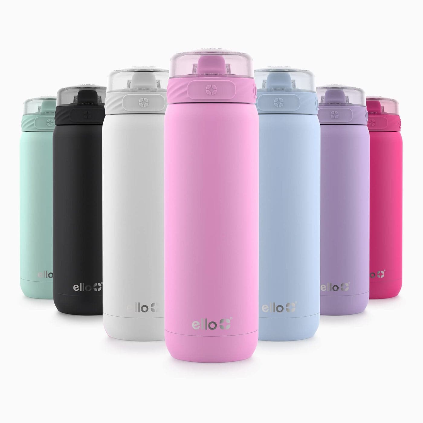 Ello Cooper 22oz Stainless Steel Water Bottle with Straw and Carry Handle Double Walled and Vacuum Insulated Metal Leak Proof Locking Lid with Soft Silicone Spout Reusable BPA Free Bubblegum