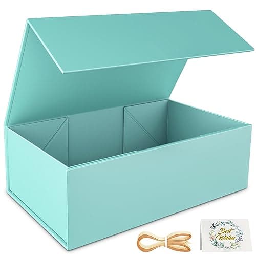 RYDDOY Turquoise Gift Box 12x6x4 Gift boxes for Presents with Lids Magnetic Closure Rectangle Collapsible for Bridesmaid Proposal Box Wedding Christmas Halloween Birthday Gift Packging
