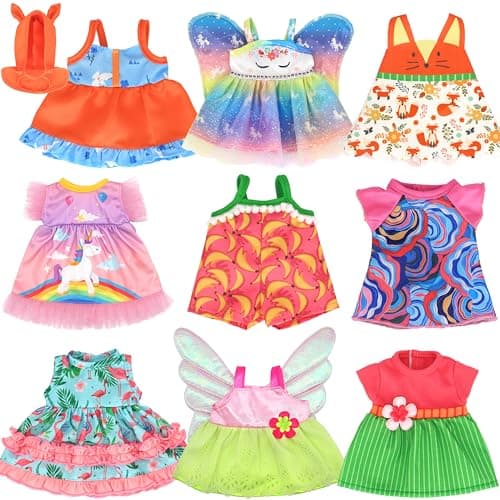 ECORELF 9 Sets Alive Baby Doll Clothes Doll Clothes for 1012 Inch Girl Dolls12 Inch Baby Doll Dress Outfits Accessories Set Include Cute Jumpsuit Skirts