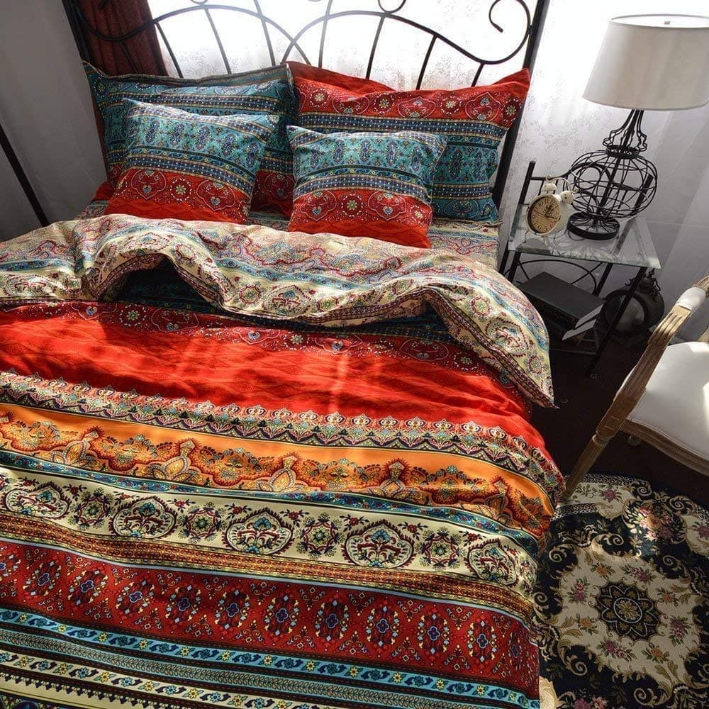 Dodou Boho Style Bedding Set Boho Duvet Cover Set Bohemian Bedding Set 3pcs King