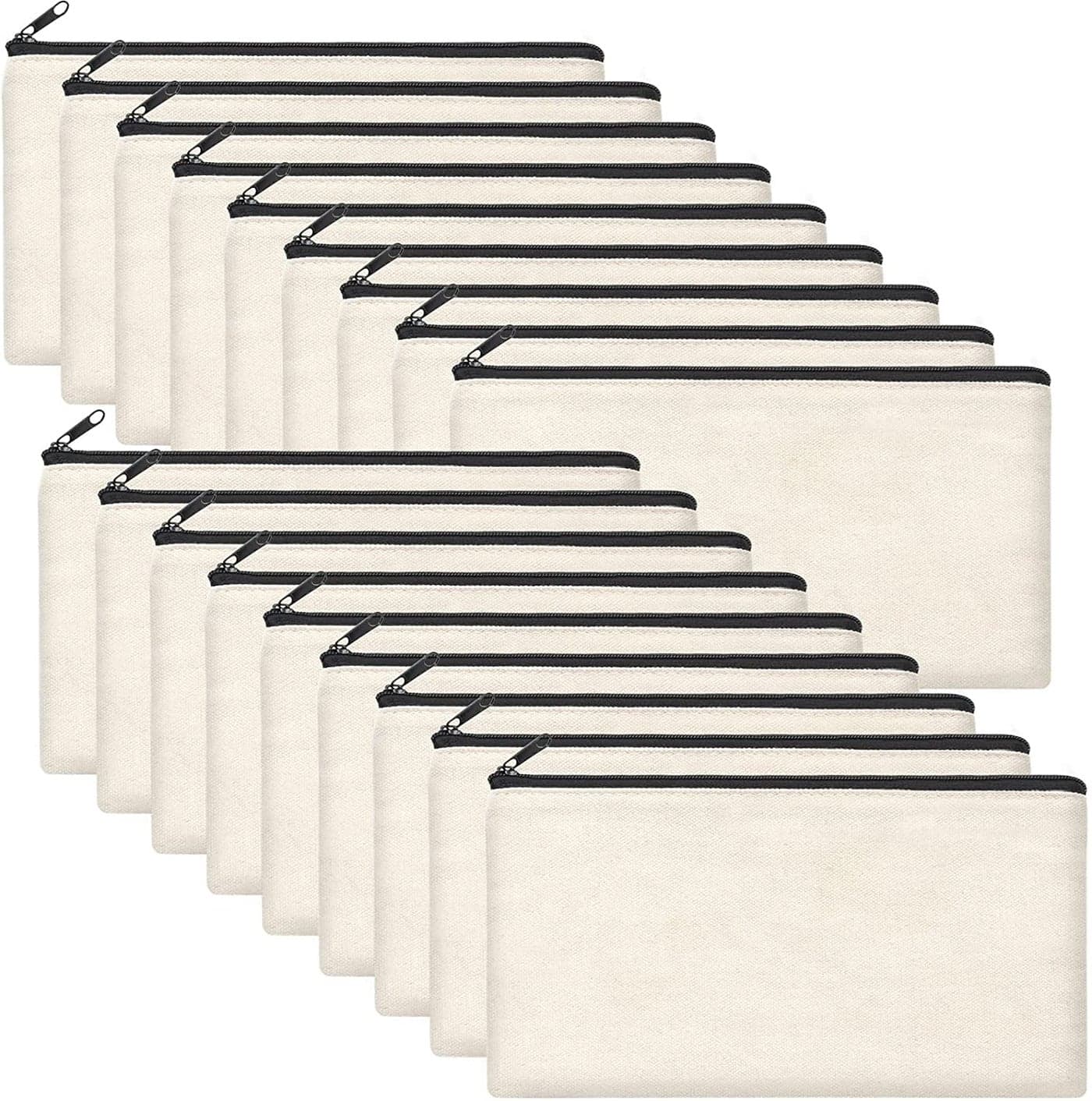 Legigo Zeedix 10 Pack Blank DIY Craft Bag Canvas Pen Case Blank Makeup Bags Canvas Pencil Bag Cotton Canvas Cosmetic Bag MultiPurpose Travel Cosmetic Bag Beige