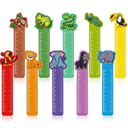 Frienda 50 Pieces Cute Animals Bookmarks Ruler for Kids Jungle Animal Farmhouse Teacher Prizes Book Markers Students Jungle Animal Party Favor, 10 Styles(Safari Jungle Animal)