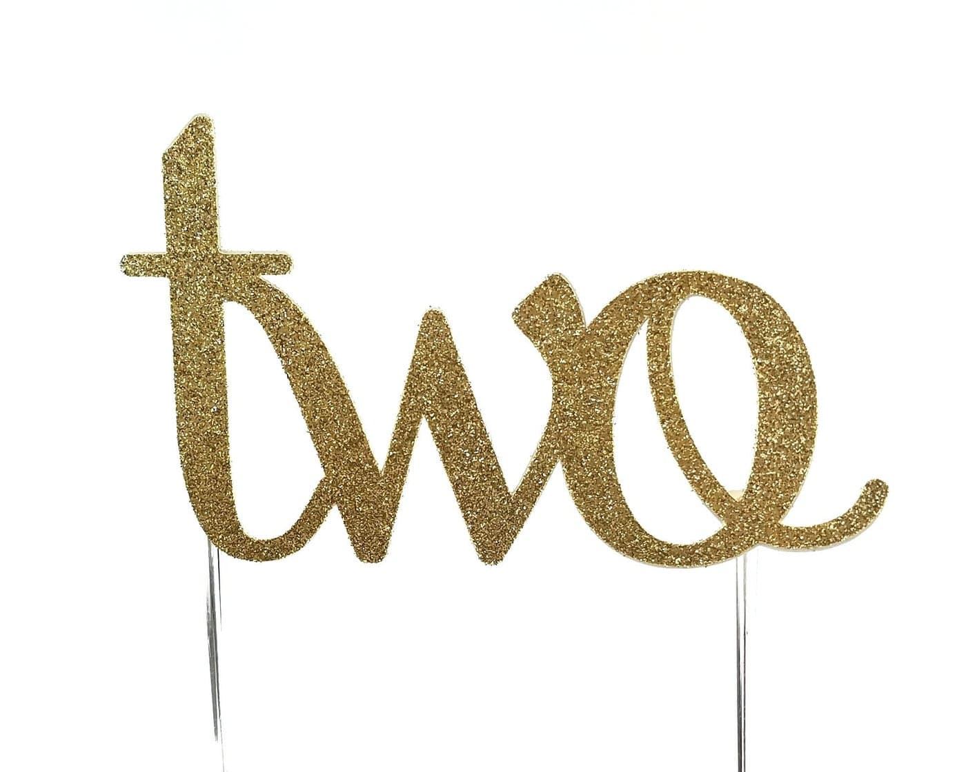 Festiko®2nd Birthday Cake Topper Decoration - Two - Gold Glitter Stock