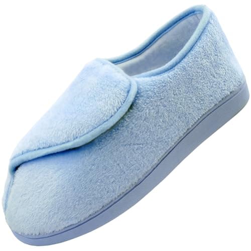 Women Diabetic Slippers Arthritis Edema Memory Foam Closed Toed Slippers, Blue, 7 D(M) US