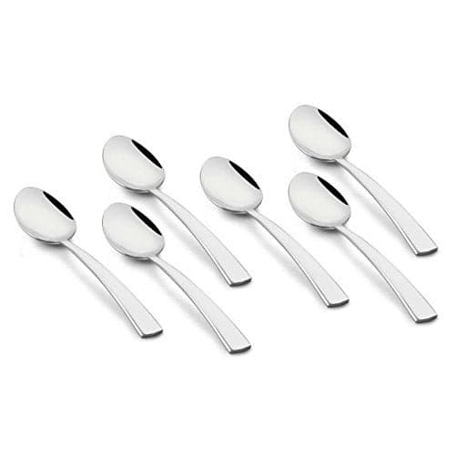 FnS Solo Food Grade Stainless Steel Mirror Finish Dinner Spoon (6 Dinner Spoons) for Home, Kitchen and Dining