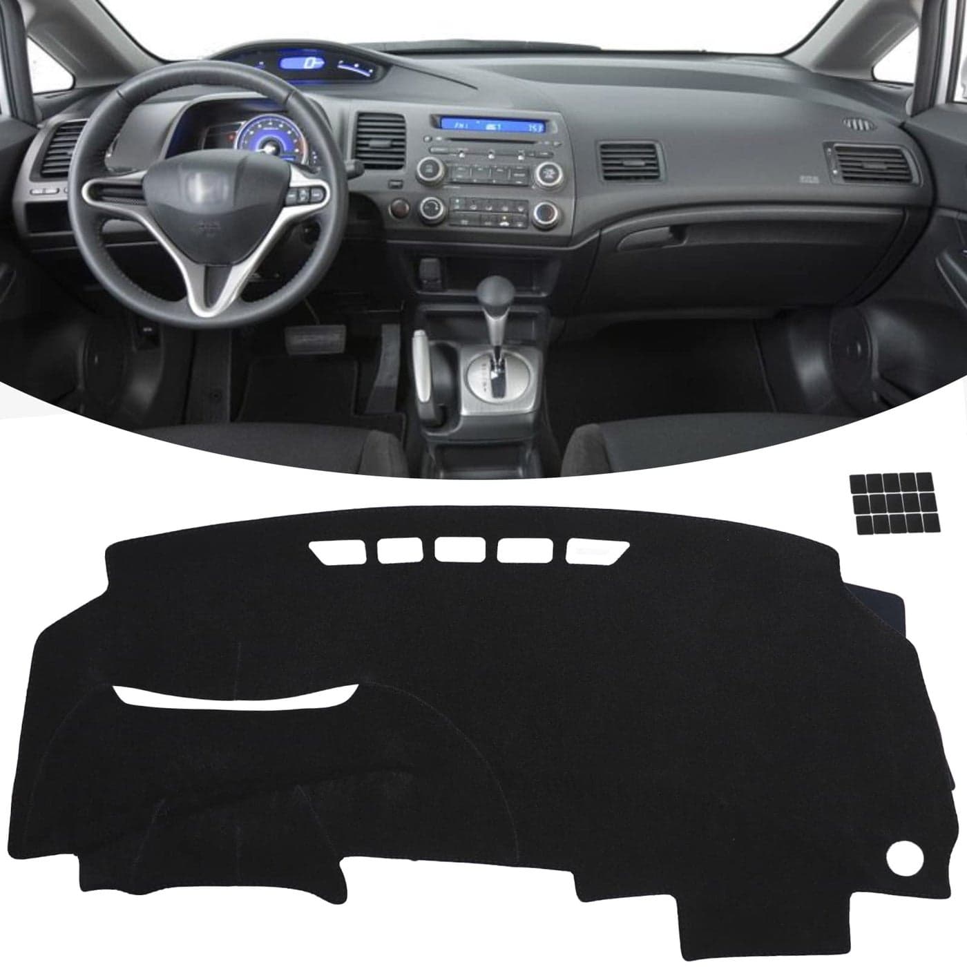 KEYOOG Dashboard Cover Dash Mat Fit for Honda Civic 20212016 Without HUD ModelsCar Dash Board Mat AntiGlare CarpetNonSlip Pad Sunshield Protector Black