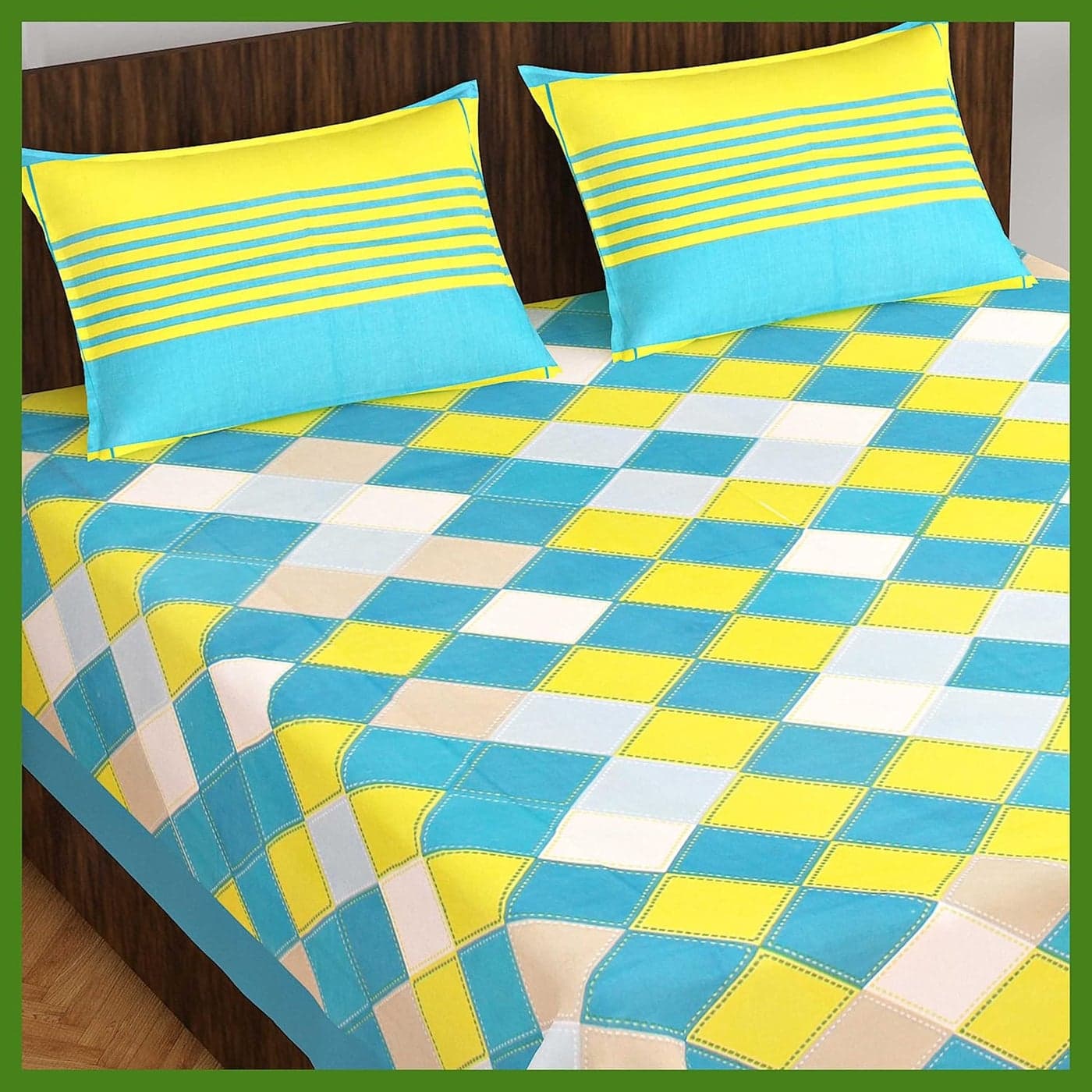 Meejoya Cotton Rajasthani Jaipuri Traditional King Size Double Bed Bedsheet with 2 Pillow Covers Jaipuri_102