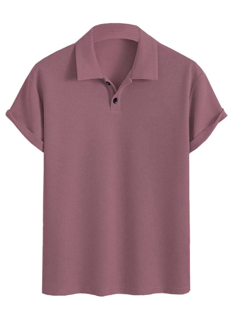 TAGDO® Premium Waffle Knit T-Shirt || Tshirt for Man || Mens Tshirt (Button-Waffle-2018-Magenta-S)