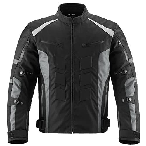 ILM Motorcycle Jacket with CE Armor for Men Enduro Touring Dualsport Riding Water Resistant Textile All-weather Black, XL